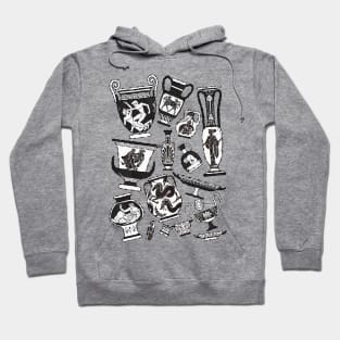 Greek Pottery - black and white Hoodie